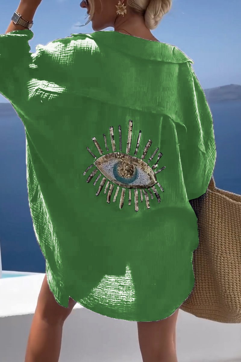 Elona - Casual shirt met pailletten en kralen