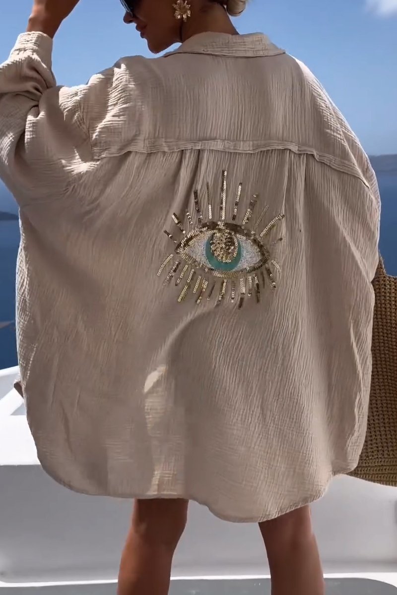 Elona - Casual shirt met pailletten en kralen